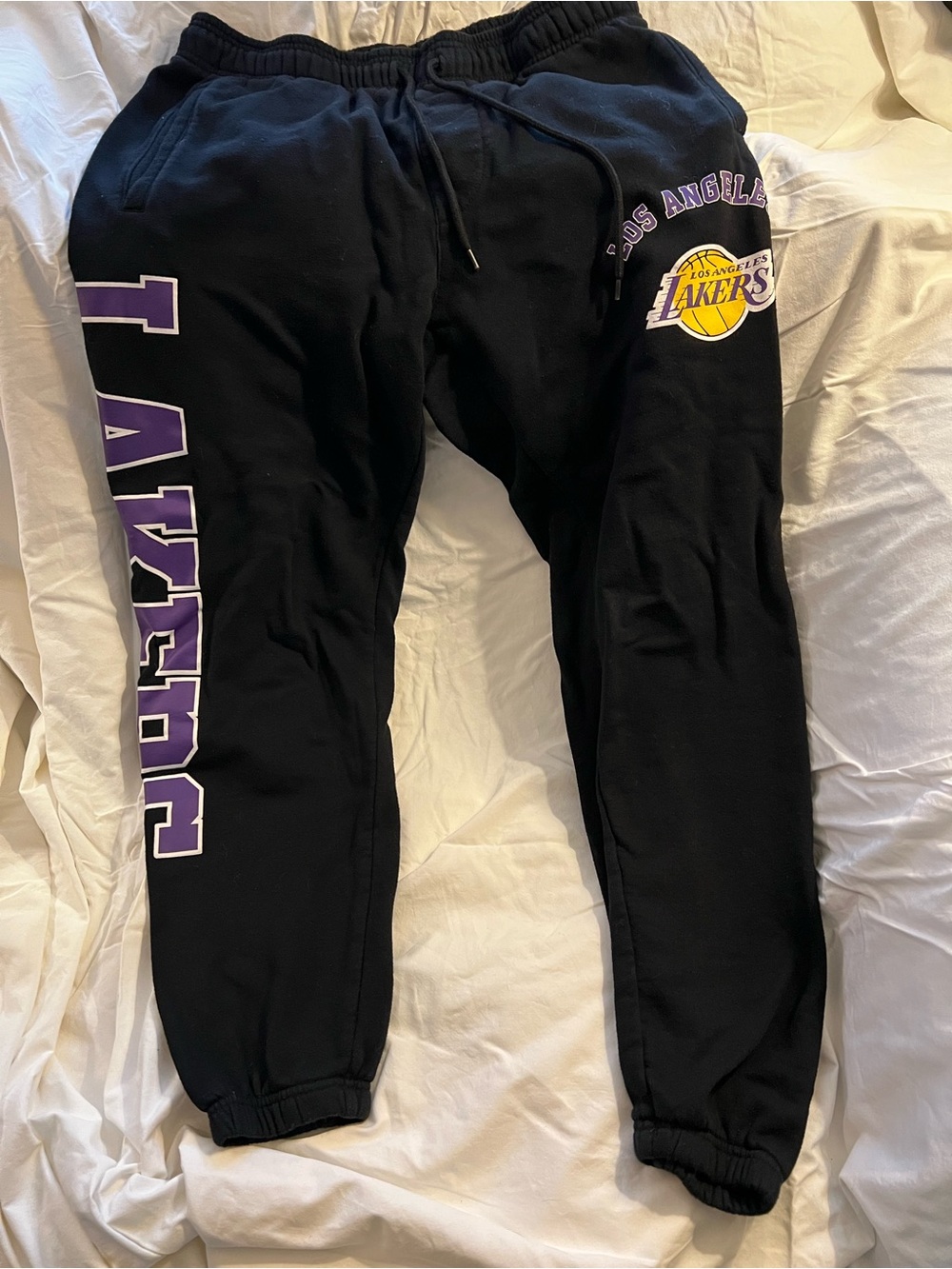 Los Angeles Lakers Black Jogger Sweatpants with Purple & Yellow Logos